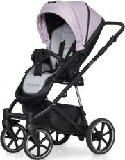 Детская коляска 2 в 1 Riko Side 02 Rose (черная кожа – розовая ткань)